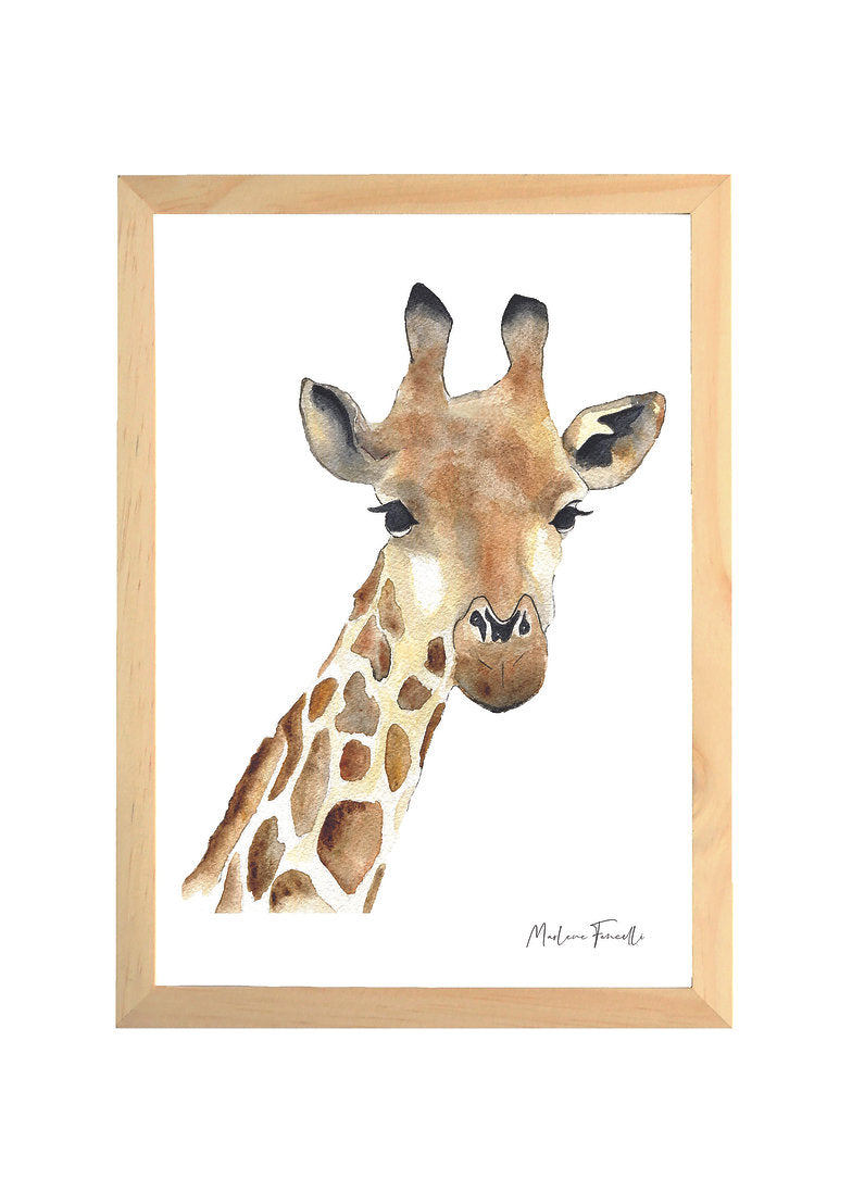 Aquarelle en cadre Seraphin girafe - Marlene Fancelli Art